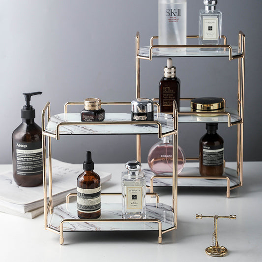 Nordic Ins Wind Cosmetic Storage Rack Skin Care Products Perfume Finishing Rack Bathroom Dressing Table Metal Bedroom