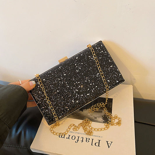 Dinner Party Autumn And Winter Personalized Chain One Shoulder Crossbody Portable Women Sequins Box Bag