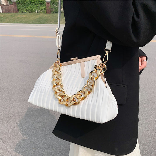 Ins Thick Chain Portable Crossbody Shoulder Small Square Bag